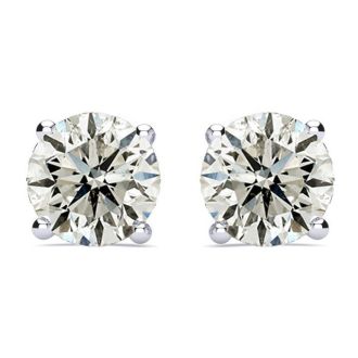 3 Carat Diamond Stud Earrings In 14 Karat White Gold