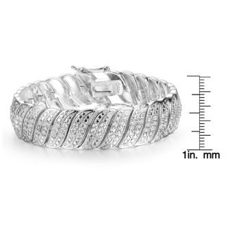 2 Carat Diamond Bracelet in White Gold Overlay. Wonderful Swirly Bold Look That Has Been Loved For Years!