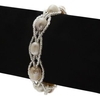 8mm Freshwater Cultured Pearl and Fine Crystal Bracelet