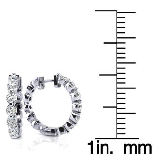 3/4 Carat Diamond Hoop Earrings In 14K White Gold