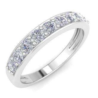 1/2 Carat Diamond Wedding Band In 14 Karat White Gold