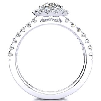 2 Carat Round Floating Halo Diamond Bridal Set in 14k White Gold