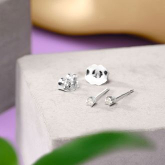 5 Point Tiny Diamond Stud Earrings in Solid Sterling Silver. One Of SuperJeweler's Most Popular Items!
