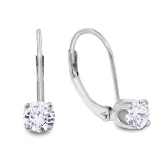 Diamond Drop Earrings: 2 Carat Diamond Drop Earrings in 14k White Gold