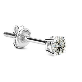 1/4 Carat Single Diamond Stud Earring In 14 Karat White Gold