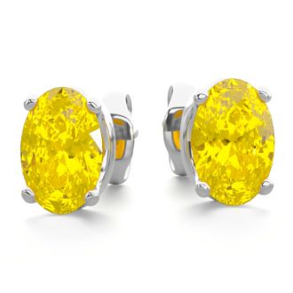 1 Carat Oval Shape Citrine Stud Earrings In Sterling Silver
