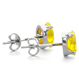 1 Carat Oval Shape Citrine Stud Earrings In Sterling Silver
