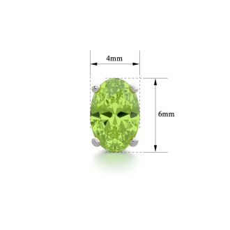 1 Carat Oval Shape Peridot Stud Earrings In Sterling Silver

