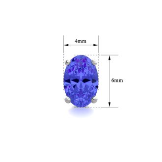 1 Carat Oval Shape Tanzanite Stud Earrings In Sterling Silver