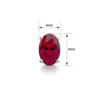 1 Carat Oval Shape Ruby Stud Earrings In Sterling Silver