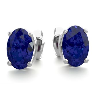 1 Carat Oval Shape Sapphire Stud Earrings In Sterling Silver. Sapphire Is The #1 Most Popular Gemstone!