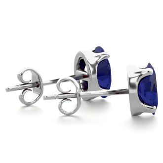 1 Carat Oval Shape Sapphire Stud Earrings In Sterling Silver. Sapphire Is The #1 Most Popular Gemstone!