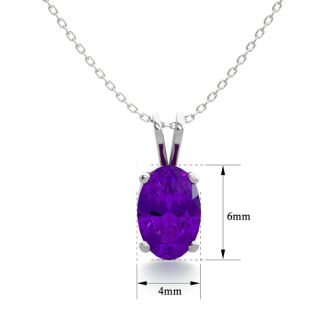 1/2 Carat Oval Shape Amethyst Necklace In Sterling Silver, 18 Inches