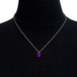 1/2 Carat Oval Shape Amethyst Necklace In Sterling Silver, 18 Inches