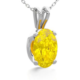 1/2 Carat Oval Shape Citrine Necklace In Sterling Silver, 18 Inches