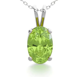1/2 Carat Oval Shape Peridot Necklace In Sterling Silver, 18 Inches
