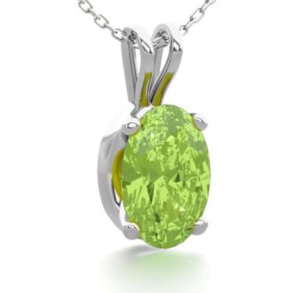 1/2 Carat Oval Shape Peridot Necklace In Sterling Silver, 18 Inches
