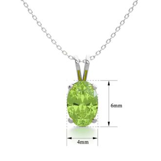 1/2 Carat Oval Shape Peridot Necklace In Sterling Silver, 18 Inches

