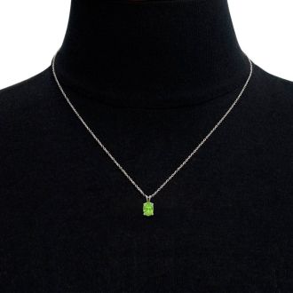 1/2 Carat Oval Shape Peridot Necklace In Sterling Silver, 18 Inches

