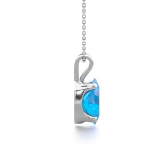 1/2 Carat Oval Shape Blue Topaz Necklace In Sterling Silver, 18 Inches