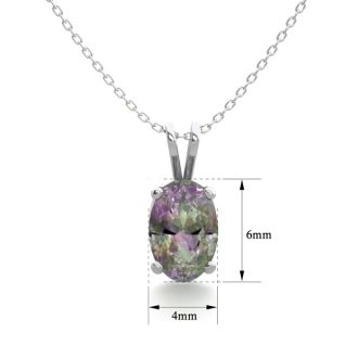 1/2 Carat Oval Shape Mystic Topaz Necklace In Sterling Silver, 18 Inches