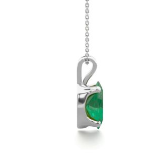 1/2 Carat Oval Shape Emerald Necklaces In Sterling Silver, 18 Inch Chain