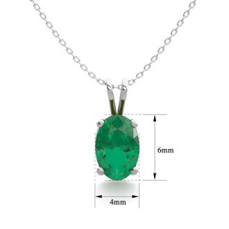 1/2 Carat Oval Shape Emerald Necklaces In Sterling Silver, 18 Inch Chain