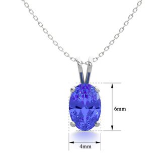 1/2 Carat Oval Shape Tanzanite Necklace In Sterling Silver, 18 Inches