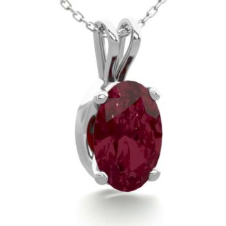 Garnet Necklace: Garnet Jewelry: 1/2 Carat Oval Shape Garnet Necklace In Sterling Silver, 18 Inches
