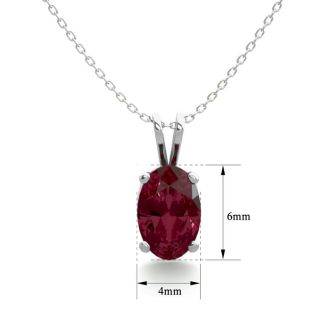 Garnet Necklace: Garnet Jewelry: 1/2 Carat Oval Shape Garnet Necklace In Sterling Silver, 18 Inches
