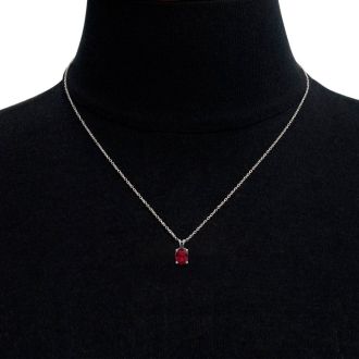 Garnet Necklace: Garnet Jewelry: 1/2 Carat Oval Shape Garnet Necklace In Sterling Silver, 18 Inches
