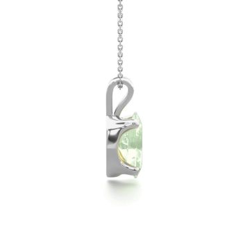 1/2 Carat Oval Shape Green Amethyst Necklace In Sterling Silver, 18 Inches