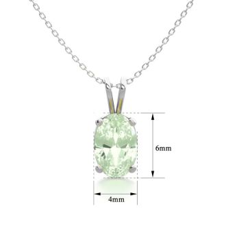 1/2 Carat Oval Shape Green Amethyst Necklace In Sterling Silver, 18 Inches