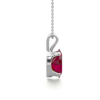 1/2 Carat Oval Shape Ruby Necklace In Sterling Silver, 18 Inches