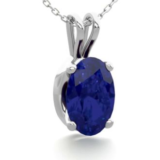 1/2 Carat Oval Shape Sapphire Necklace In Sterling Silver, 18 Inches
