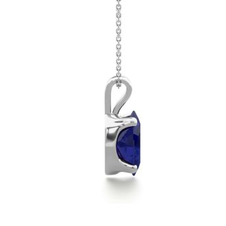 1/2 Carat Oval Shape Sapphire Necklace In Sterling Silver, 18 Inches