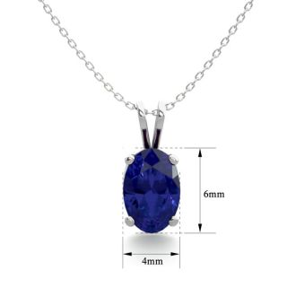 1/2 Carat Oval Shape Sapphire Necklace In Sterling Silver, 18 Inches