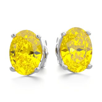 1 1/2 Carat Oval Shape Citrine Stud Earrings In Sterling Silver
