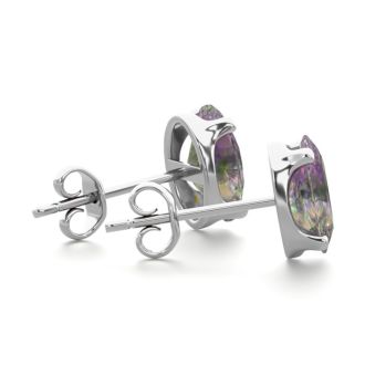 2 Carat Oval Shape Mystic Topaz Stud Earrings In Sterling Silver