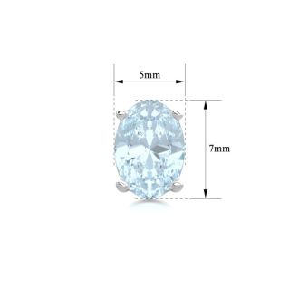 Aquamarine Earrings: Aquamarine Jewelry: 1 1/2 Carat Oval Shape Aquamarine Stud Earrings In Sterling Silver