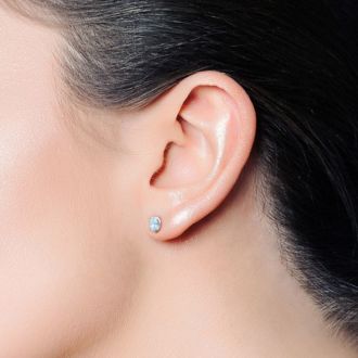 Aquamarine Earrings: Aquamarine Jewelry: 1 1/2 Carat Oval Shape Aquamarine Stud Earrings In Sterling Silver