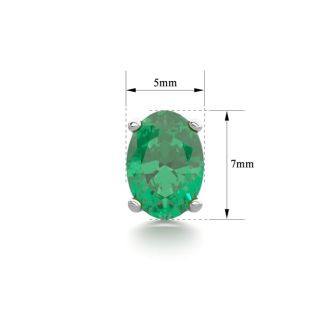 1 1/2 Carat Oval Shape Emerald Stud Earrings In Sterling Silver