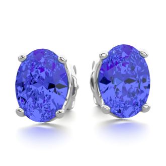 2 Carat Oval Shape Tanzanite Stud Earrings In Sterling Silver