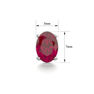 2 Carat Oval Shape Ruby Stud Earrings In Sterling Silver