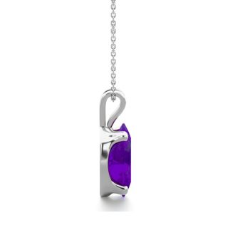 3/4 Carat Oval Shape Amethyst Necklace In Sterling Silver, 18 Inches