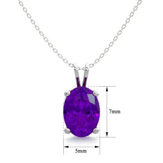 3/4 Carat Oval Shape Amethyst Necklace In Sterling Silver, 18 Inches