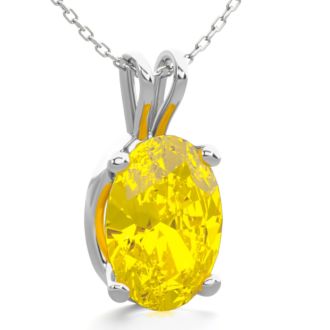 3/4 Carat Oval Shape Citrine Necklace In Sterling Silver, 18 Inches
