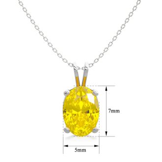 3/4 Carat Oval Shape Citrine Necklace In Sterling Silver, 18 Inches
