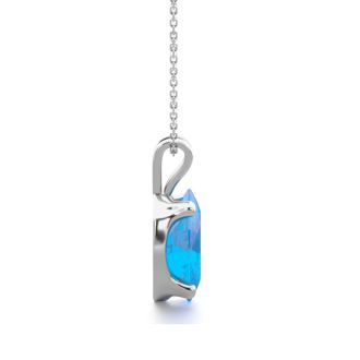 1 Carat Oval Shape Blue Topaz Necklace In Sterling Silver, 18 Inches