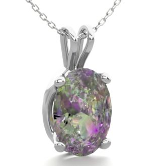 1 Carat Oval Shape Mystic Topaz Necklace In Sterling Silver, 18 Inches